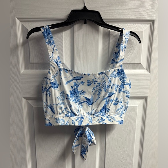 AQUA From Bloomingdale’s 100% Cotton Toile Crop Top Size Small - Picture 2 of 4